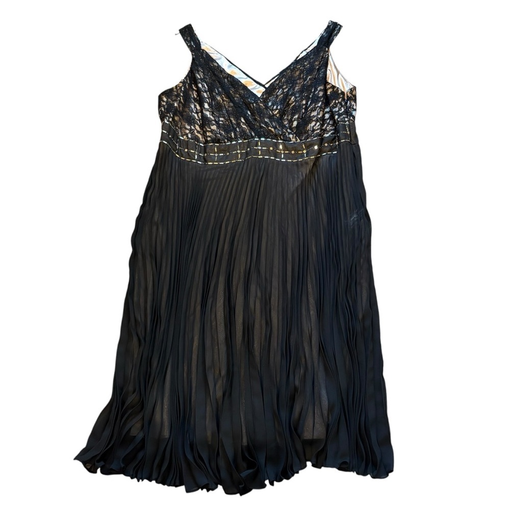 Signature by Robbie Bee Black Embellished Pleated Woman Plus Dress Size: 24W